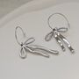 Bow Drop Earrings Silver, thumbnail 2 of 4