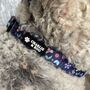 Navy And Pink Floral Dog Collar, thumbnail 3 of 3