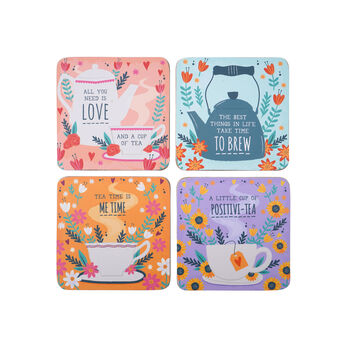 Set Of Four Floral Tea Cork Coasters | Gift Box, 2 of 6