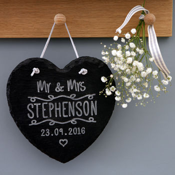 Engraved Slate Wedding Heart, 2 of 2
