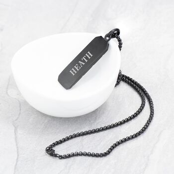 Personalised Men's Black Steel Dog Tag Necklace, 9 of 9