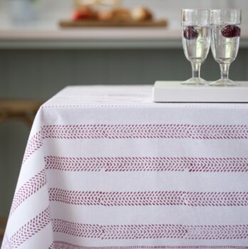Raspberry Cotton Hand Block Print Tablecloth, 2 of 3