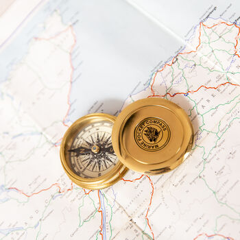 Vintage Replica Brass Pocket Compass With Leather Case, 3 of 9
