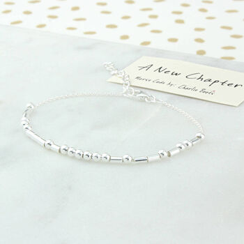 Sterling Silver 'A New Chapter' Morse Code Bracelet, 6 of 7
