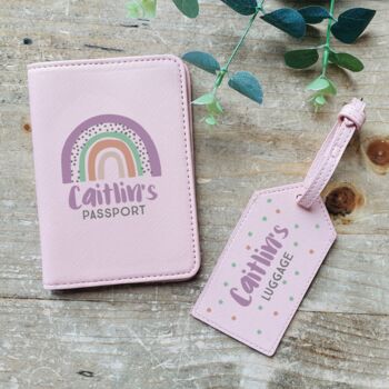 Personalised Blue Rainbow Passport And Luggage Tag, 2 of 3