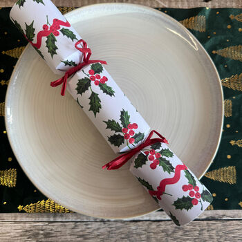 Botanical Holly White Christmas Cracker Set Of 12, 4 of 7