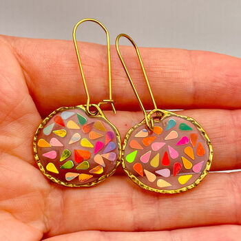 Disco Ball Earrings With Gold Sparkles, 7 of 11