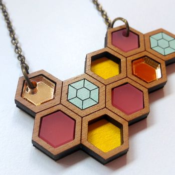 Honeycomb Geometric Necklace Small, 5 of 5