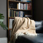 Luxury 100% Shetland Wool Herringbone Blanket Beige, thumbnail 3 of 3