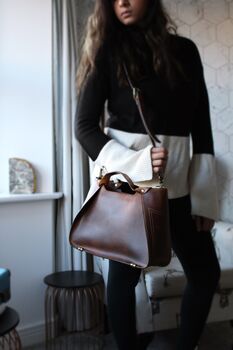 Hand Crafted Small Leather Tote Handbag Womens Gift, 5 of 12
