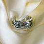 Sterling Silver Layered Effect Chunky Adjustable Ring, thumbnail 3 of 4