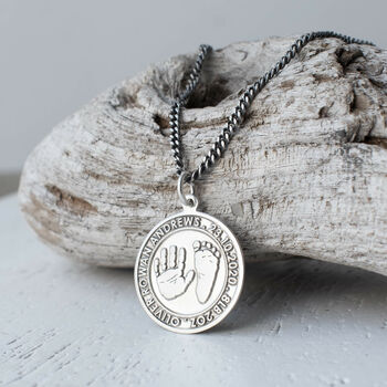 Silver Handprint And Footprint St Christopher Necklace, 2 of 4