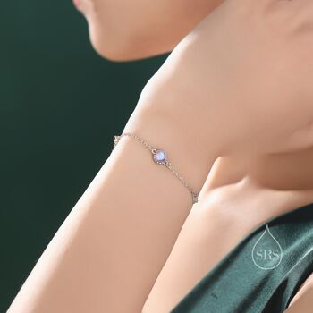 Delicate Moonstone And Cz Bracelet In Sterling Silver, 6 of 11