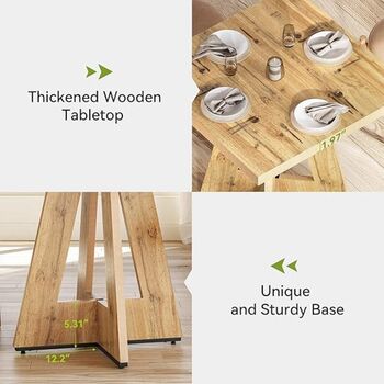 Tribesigns Square Dining Table For Four 80 X 80 X 75 Cm, 6 of 8
