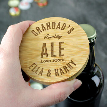 Personalised Free Text Bamboo Bottle Opener Coaster, 5 of 7