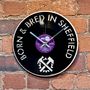 'Born And Bred In Sheffield' Record Style Clock, thumbnail 2 of 3