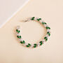 Crystal And Green Colour Leaf Design Tennis Bracelet, thumbnail 1 of 4