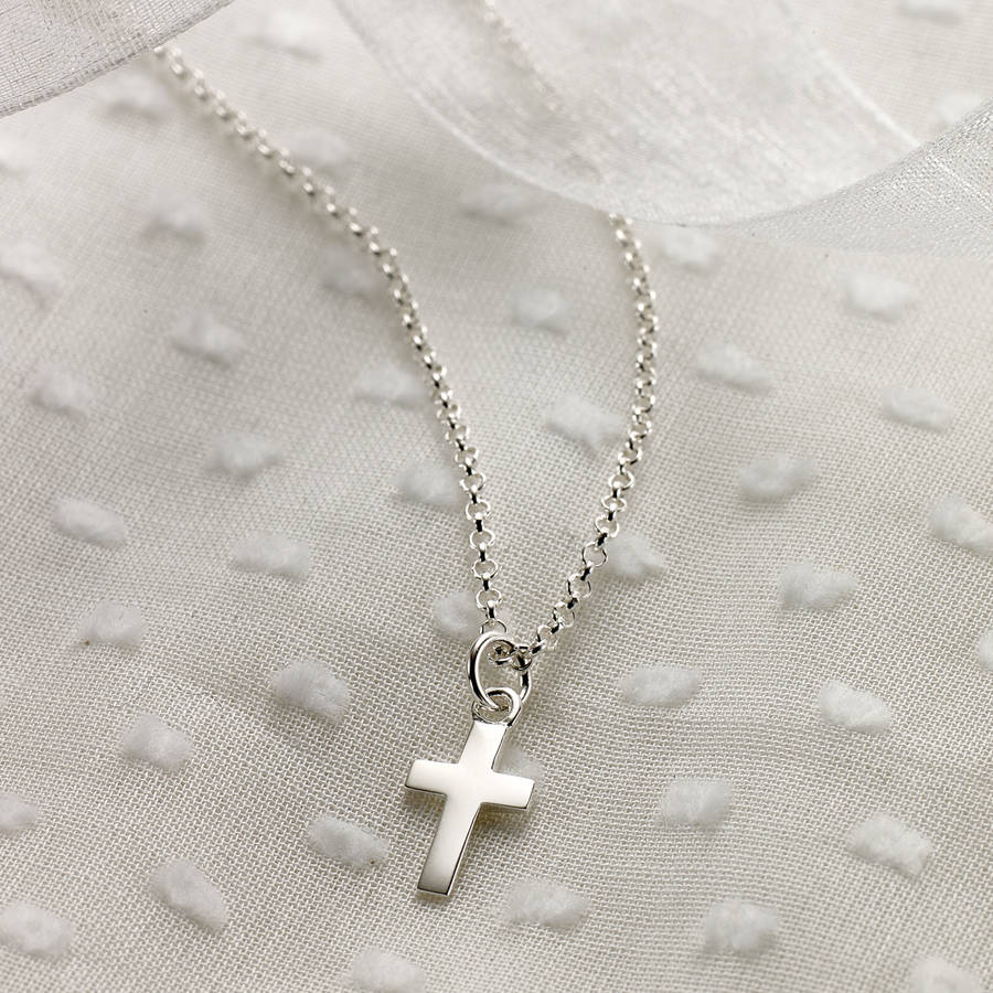 childs christening cross necklace by molly brown london ...