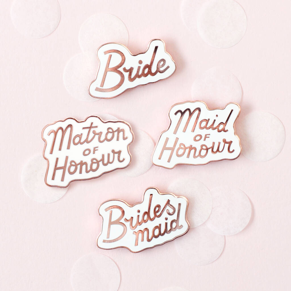 'Bridesmaid' Enamel Pin By Alphabet Bags | notonthehighstreet.com