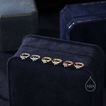 Tiny Cz Star Huggie Hoop Earrings Sterling Silver, 2 of 10