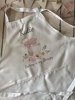 Personalised Apron, Watercolor Pink Mixer Baking Gift, 2 of 5