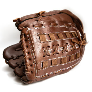 Vintage Full Cowhide Leather Baseball Glove And Ball, 2 of 10