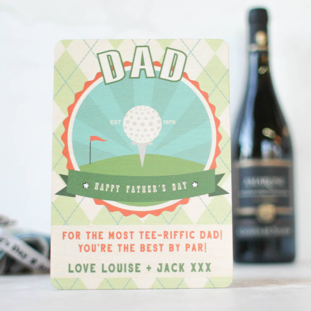 Personalised Fathers Day Card In Wood, Golf By Rocket and Fox ...