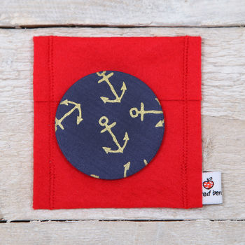 Nautical Anchor Fabric Mirror With Pouch, 2 of 5