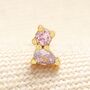 Sterling Silver Double Lilac Crystal Piercing Earring In Gold, thumbnail 1 of 2