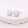 Sterling Silver White Opal Stud Earrings – 6mm, thumbnail 1 of 8