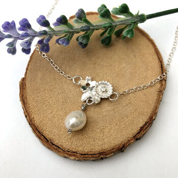 Sterling Silver Flower And Pearl Necklace, 10 of 10