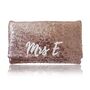 Rose Gold Sequin Personalised Name Clutch, thumbnail 6 of 6