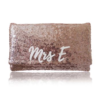 Rose Gold Sequin Personalised Name Clutch, 6 of 6