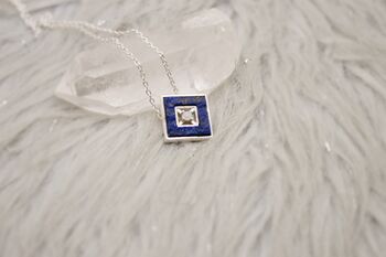 Lapis Lazuli And Opal 925 Silver Necklace Pendant, 2 of 12