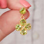 Green Peridot Clover Gold Plated Silver Stud Earrings, thumbnail 1 of 12