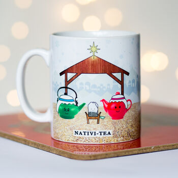 'Nativi Tea' Funny Christmas Mug, 2 of 3