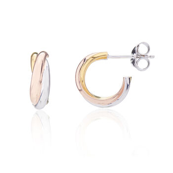 Knightsbridge Triple Ring Mini Hoop Earrings, 5 of 8