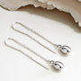 Sterling Silver Bead Pull Through Chain Earrings, thumbnail 1 of 3
