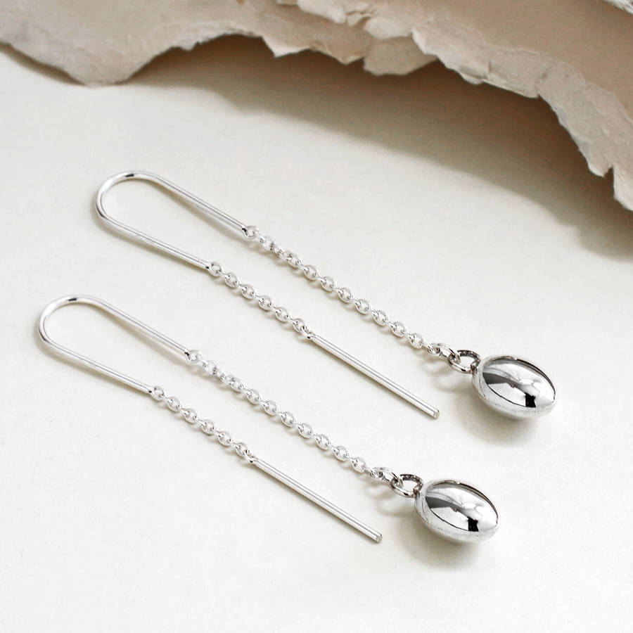 Sterling Silver Bead Pull Through Chain Earrings By Martha Jackson ...