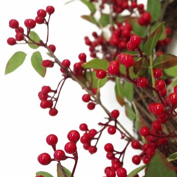 60cm Artificial Christmas Natural Red Berry Wreath, 4 of 8