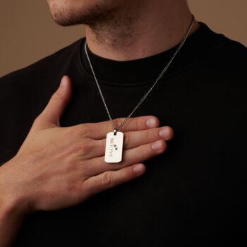 Personalized Silver Mens Dog Tag Necklace, 4 of 12