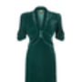 1940s Style Dress In Peacock Silk Velvet, thumbnail 2 of 3