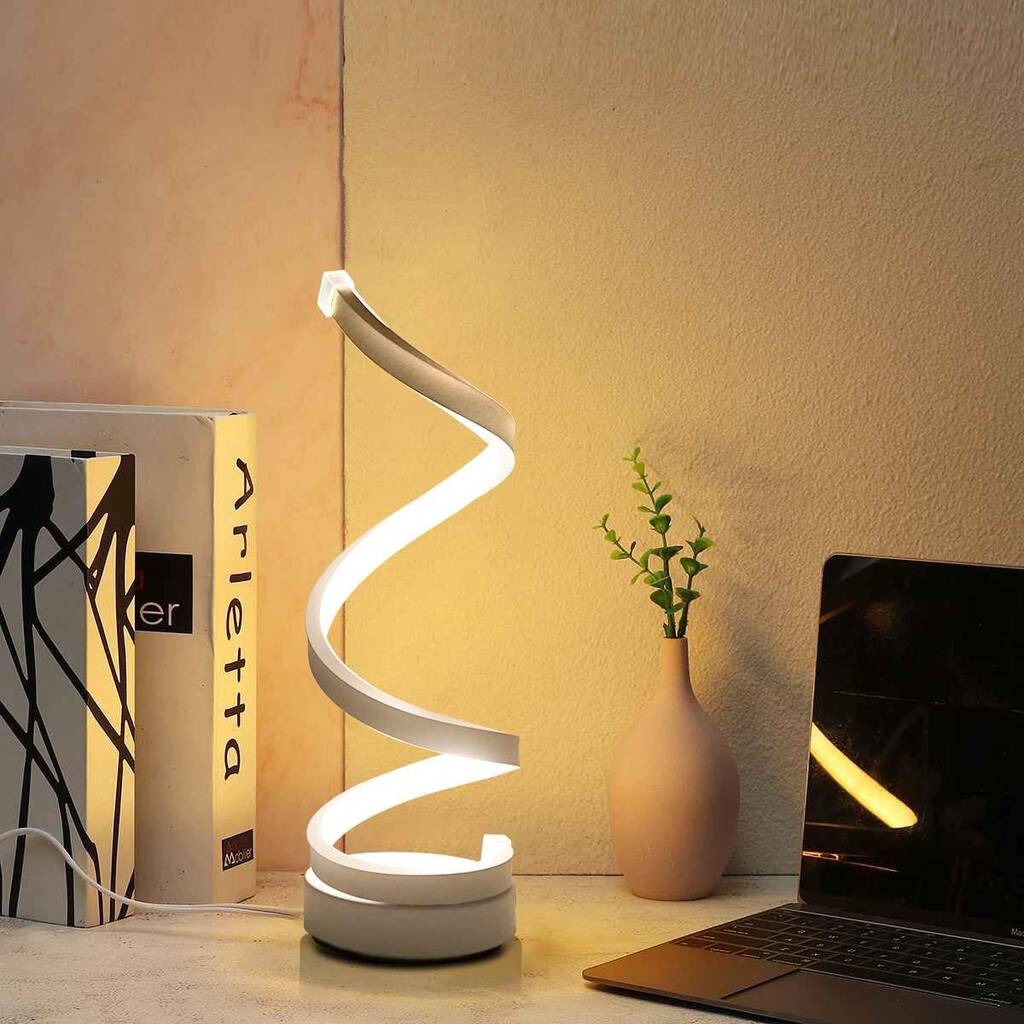 Minimalist LED Table Lamp Spiral Curved Desk Lamp, 1 of 9