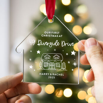 First Christmas House Ornament Custom Address And Names, 5 of 7