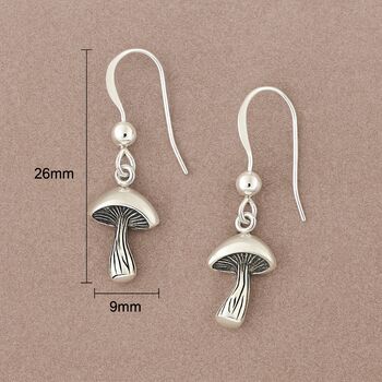 Sterling Silver Mushroom Hook Earrings, 5 of 8
