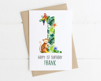 Personalised Children's Birthday Card Jungle Monkey, 6 of 8
