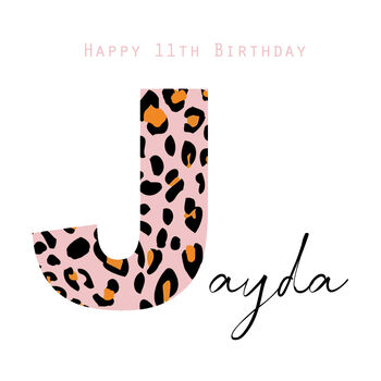 Happy Birthday Initial Leopard Print Greeting Card, 10 of 12