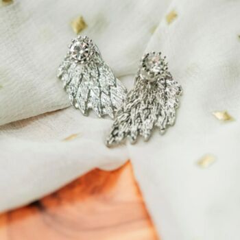 Silver Plated Angel Wings Studs Earrings, 4 of 4
