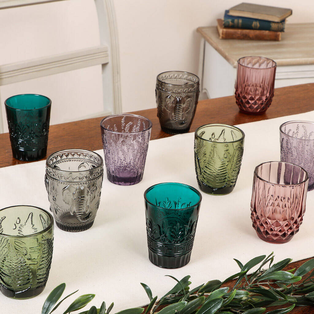 Set Of Four Vintage Embossed Tumblers By Dibor