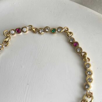 Disco Dots Diamond Emerald And Sapphire Tennis Bracelet, 6 of 8